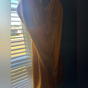 Gold front zipped up dresss